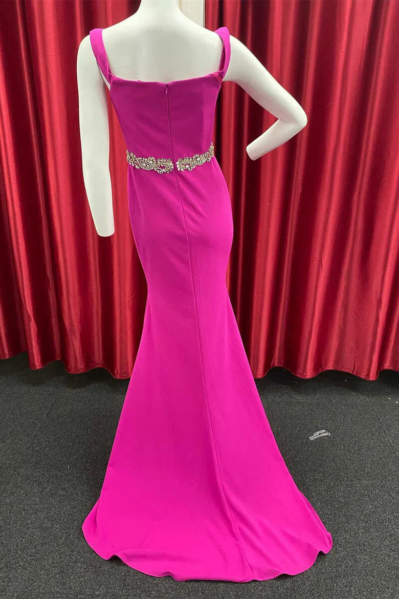 Vestido de fiesta de sirena con cinturón dulce